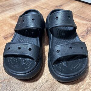 Crocs Slide Sandals Platform Shoes‎ Womens Sz 9 Black Comfort Casual Slip On